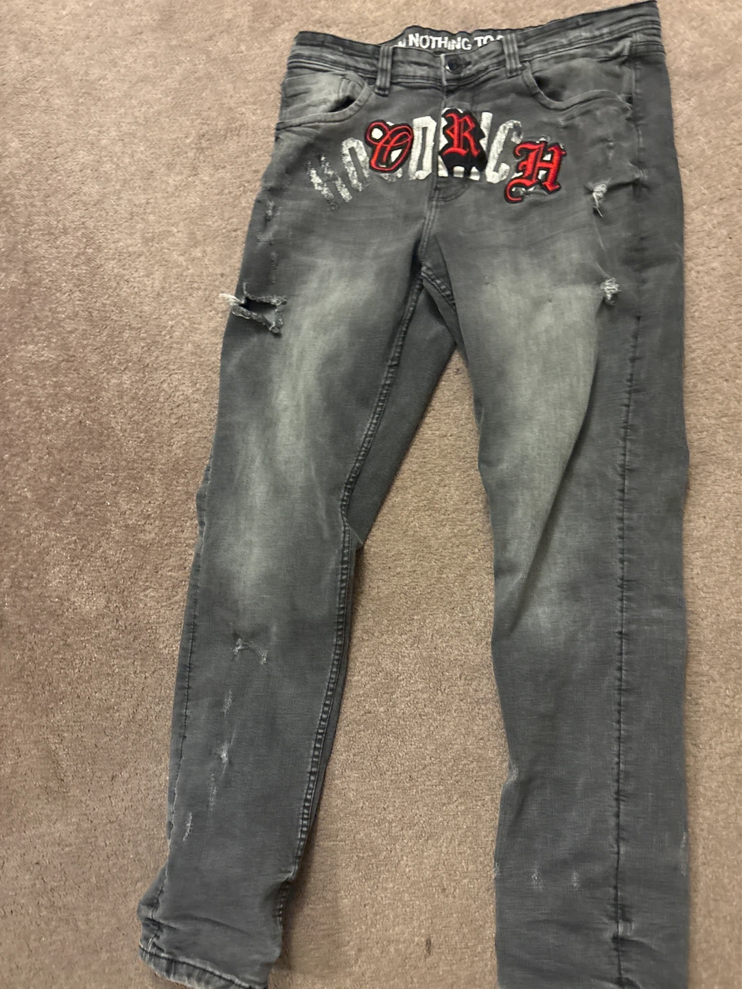 Nothing To Say Grey Distressed Jeans