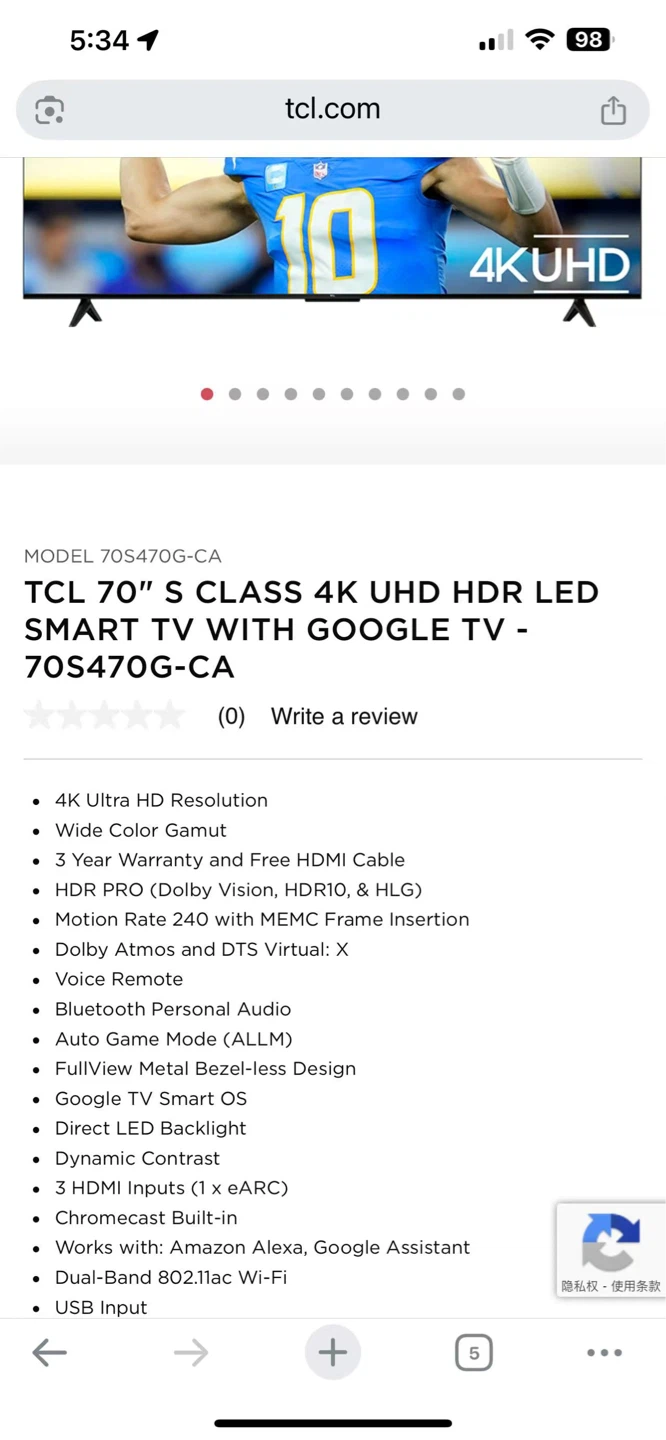 TCL 70" S Class 4K UHD HDR Smart TV with Google TV - 70S470G-CA - photo 2