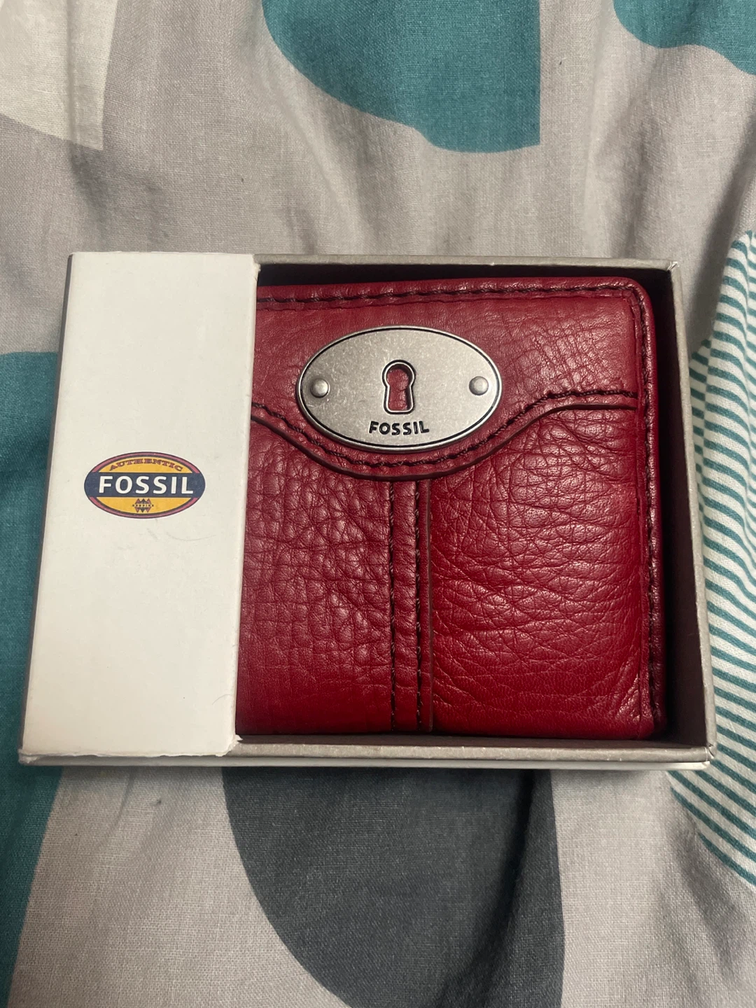 Fossil Red Leather Bifold Wallet