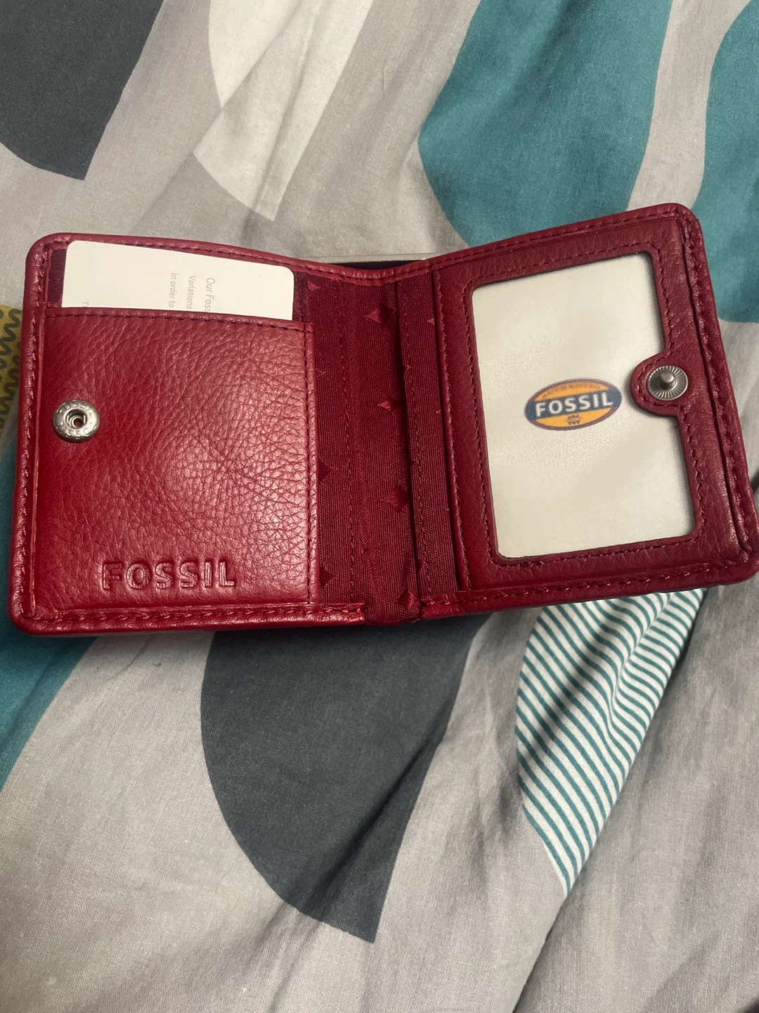 Fossil Red Leather Bifold Wallet - photo 3
