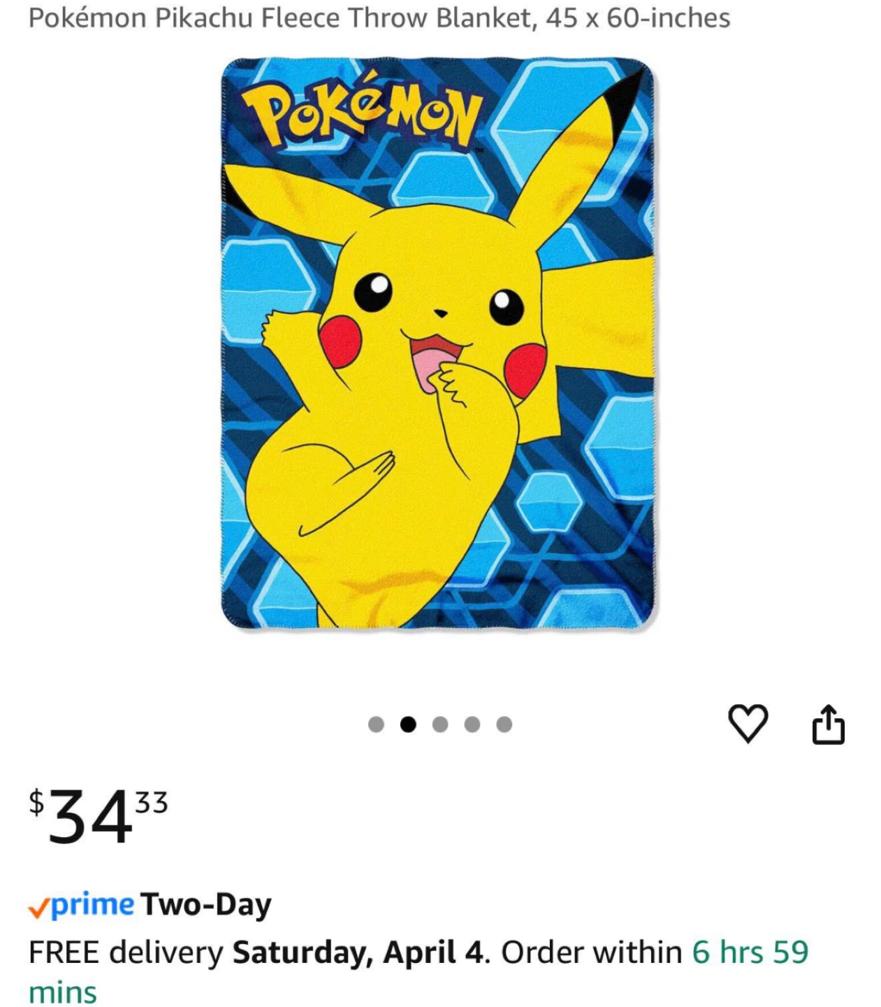 Pokemon Pikachu Fleece Throw Blanket - photo 2