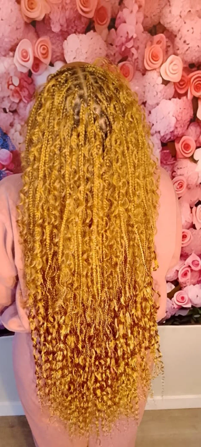 Box Braids with Curly Wavy Ends - photo 2