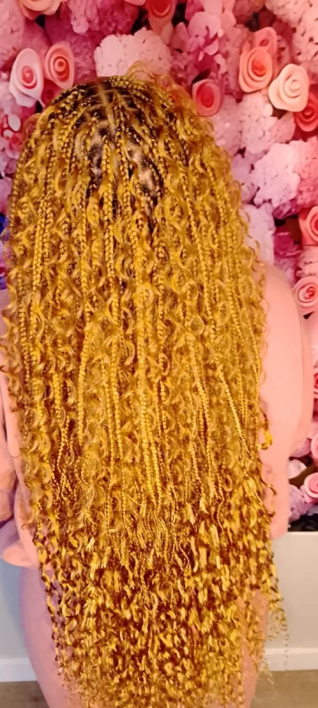Box Braids with Curly Wavy Ends - photo 4