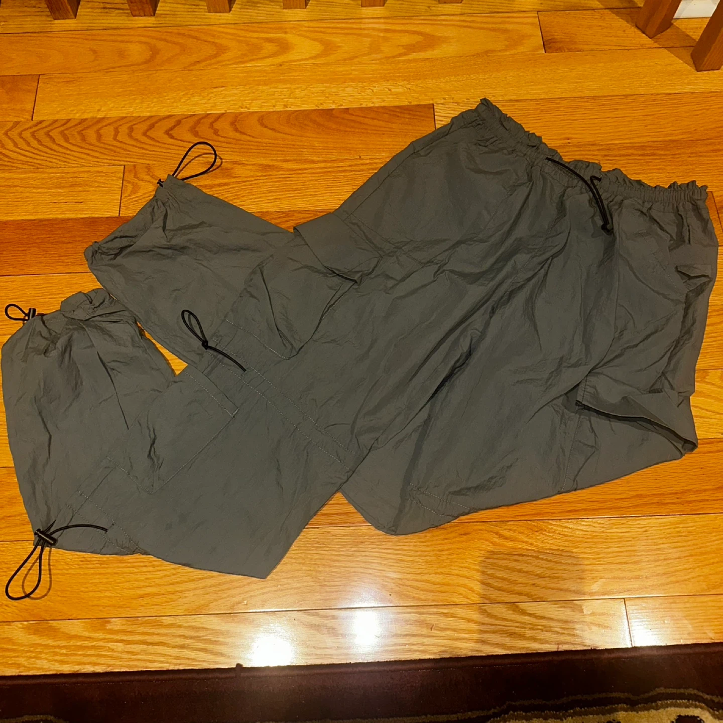 Grey Cargo Pants with Drawstring Cuffs xs - photo 3
