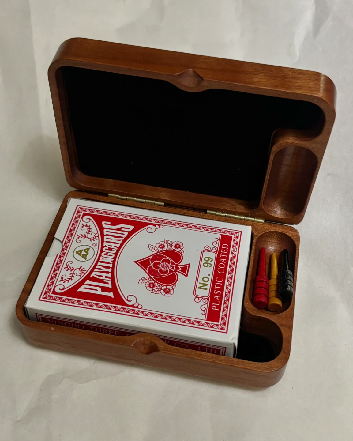 🌱NEW, for fans of Euchre! Hand-crafted Travel-size Wood Box Set - photo 2