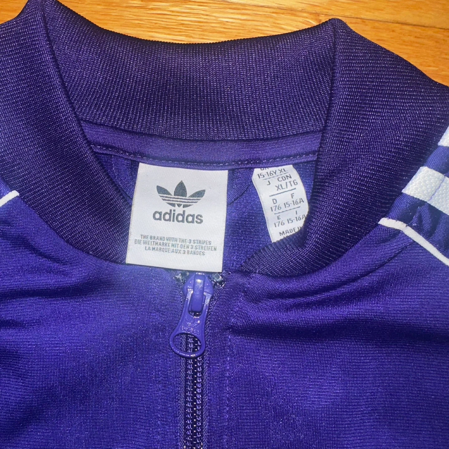 Adidas Track Jacket Purple White Stripes XL - photo 2