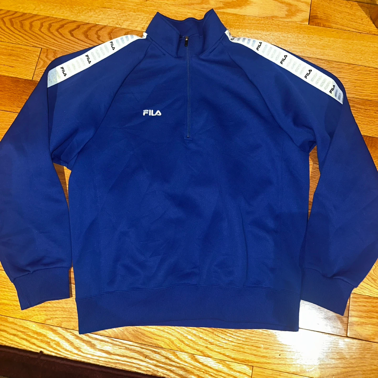 Fila Blue Quarter Zip Track Jacket Vintage Lrg
