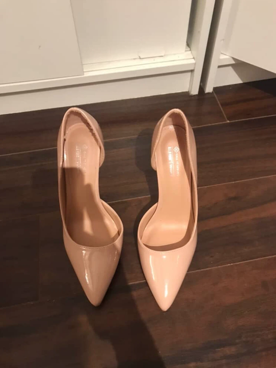 Nude Patent Leather Pointed Toe Heels