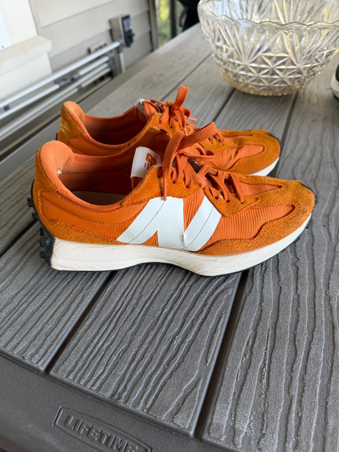 New Balance 327 Orange Suede Sneakers