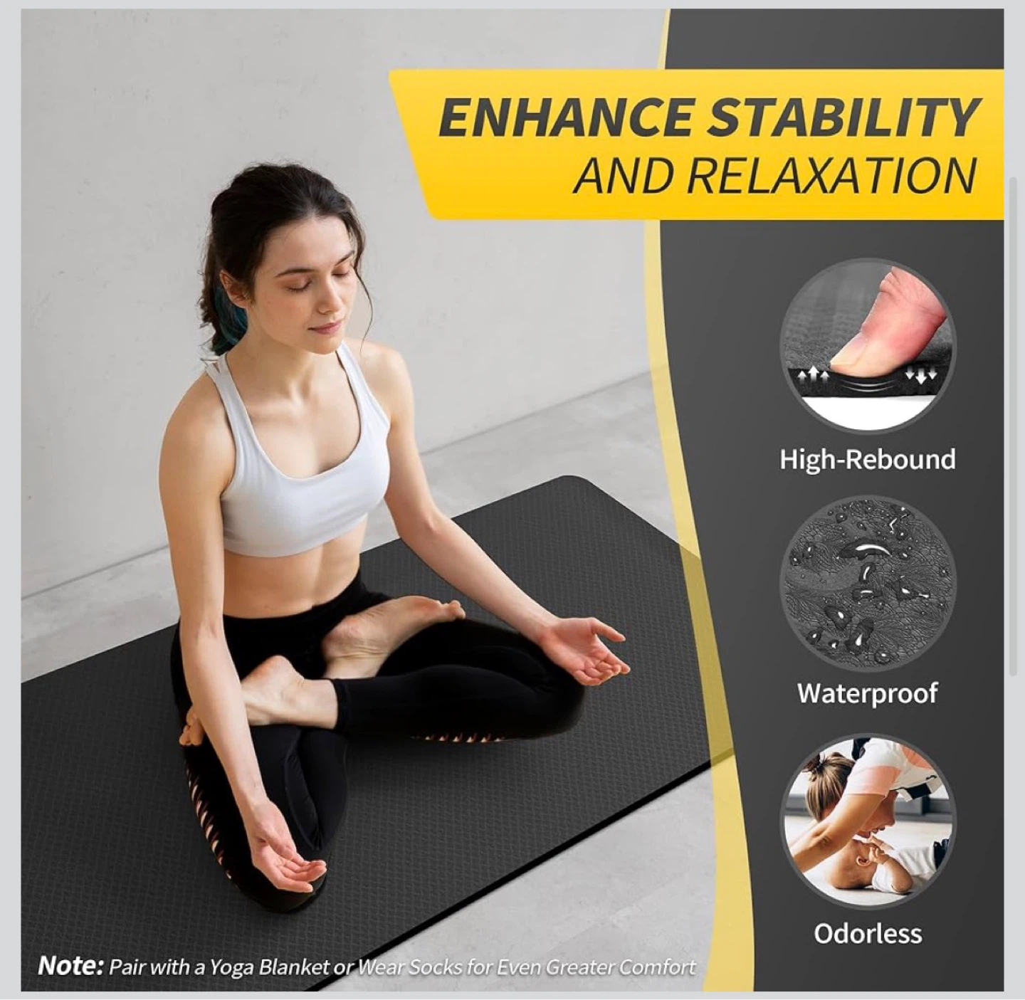 Extra Thick Yoga Mat (CAMBIVO) – Non-Slip + Comfortable 🌱 - photo 4