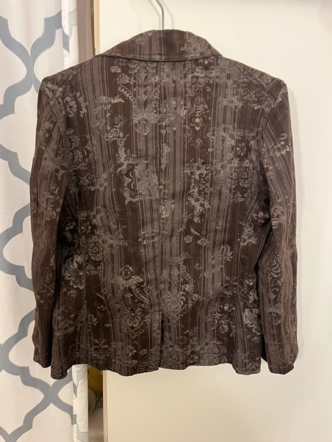🌱 Dish Denim Women's Size 6 Brown Floral Print Blazer Jacket - photo 3