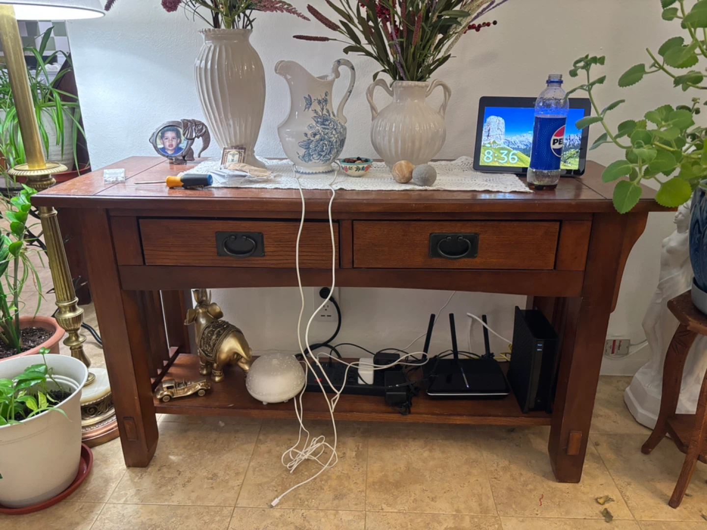 Wooden Console Table with Two Drawers