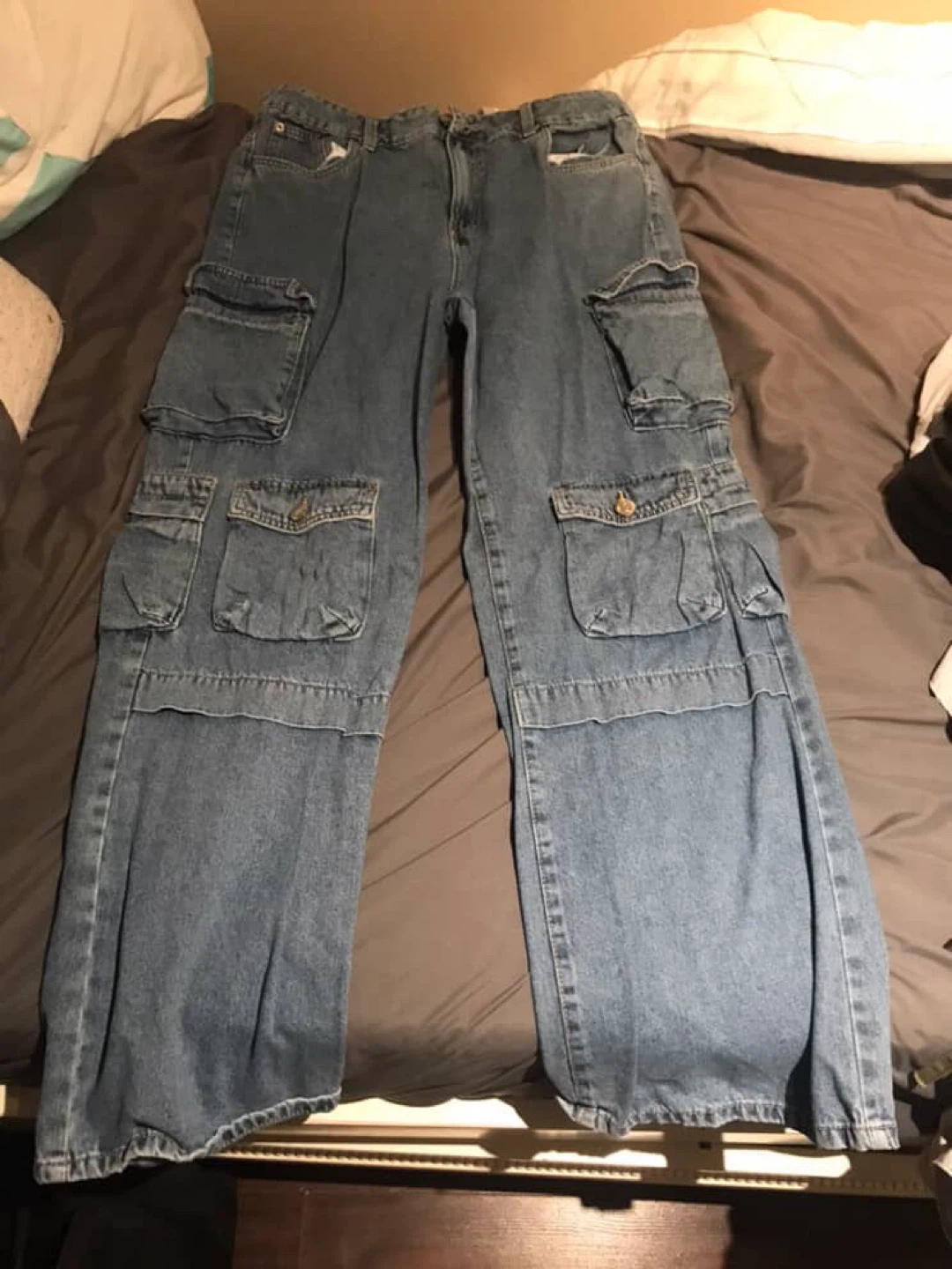 Blue Denim Cargo Pants