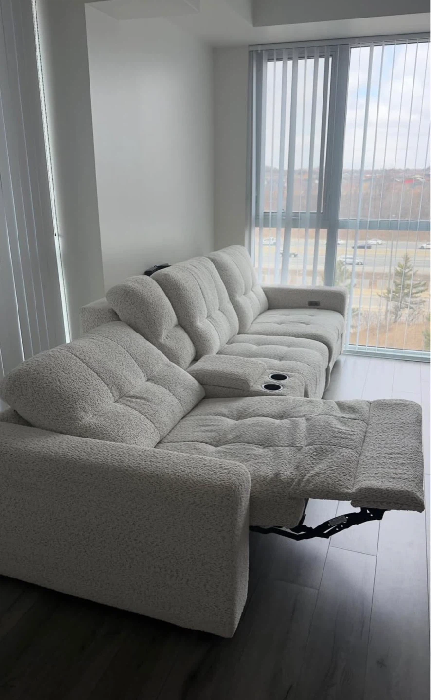 Teddy Bear Fabric Sectional Sofa with Recliners and Storage - photo 2