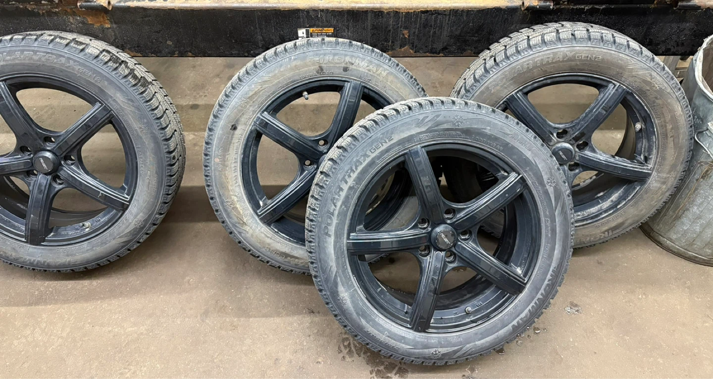 Set of 4 Black Alloy Wheels with Winter Tires
