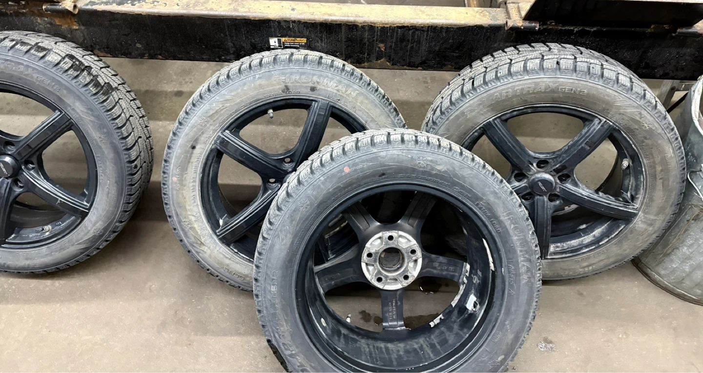 Set of 4 Black Alloy Wheels with Winter Tires - photo 4