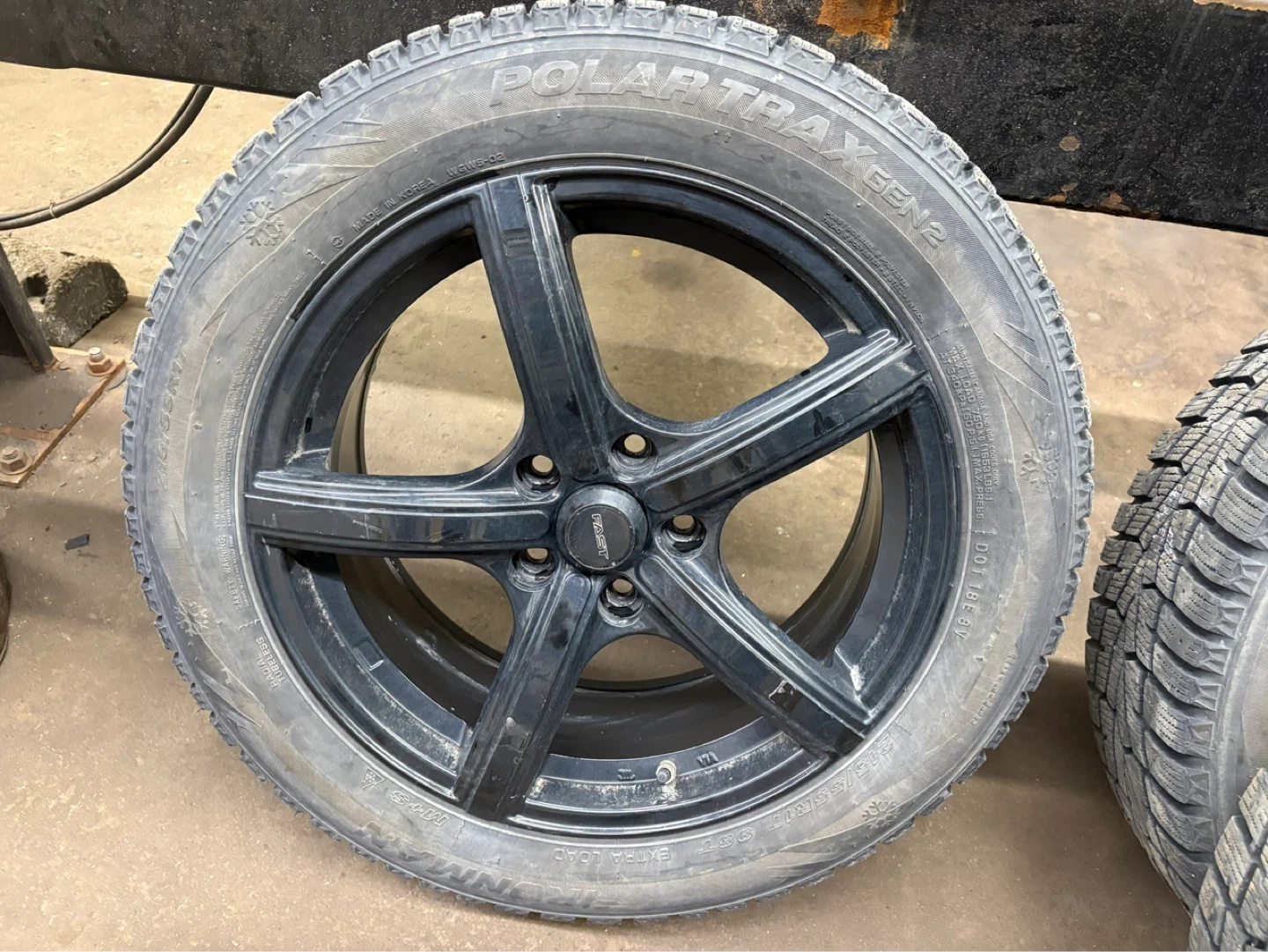 Set of 4 Black Alloy Wheels with Winter Tires - photo 3