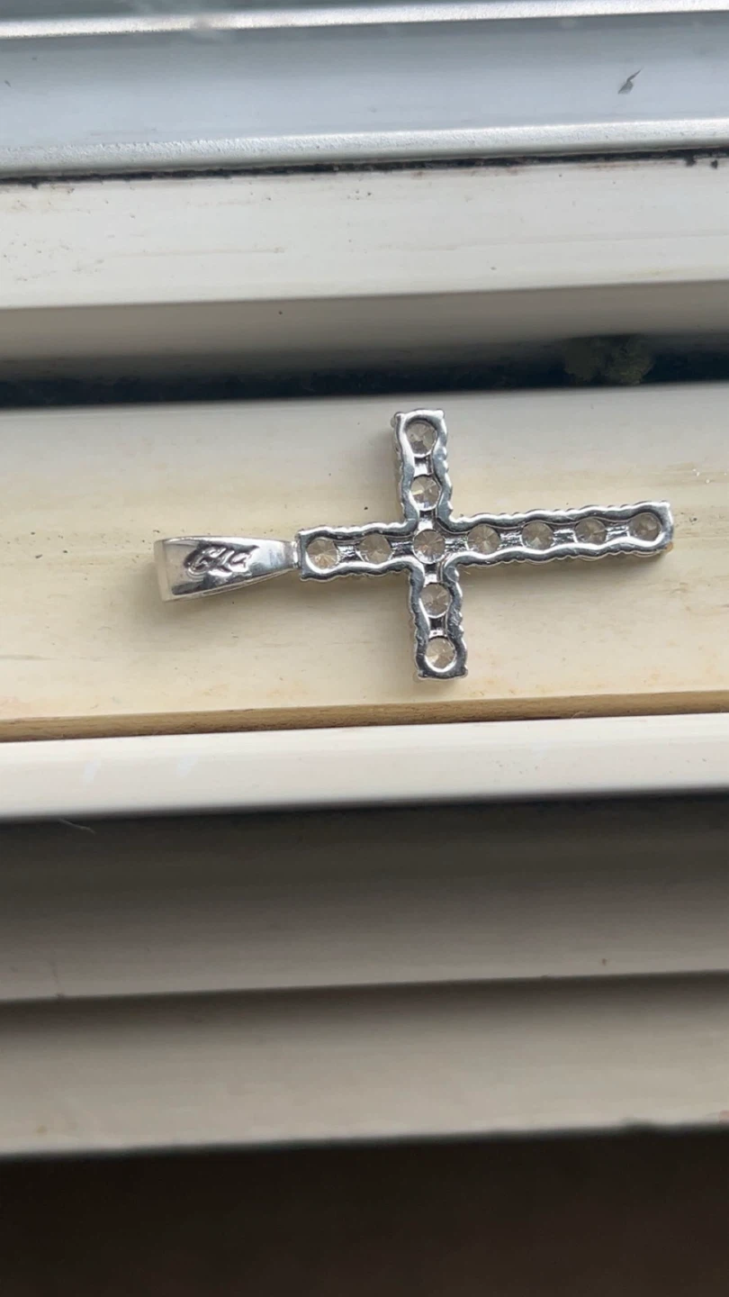 Silver Cross Pendant with Cubic Zirconia Stones - photo 2