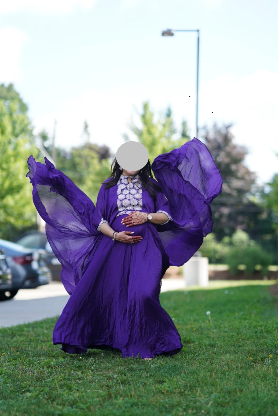 Purple Dress with Embellished Neckline