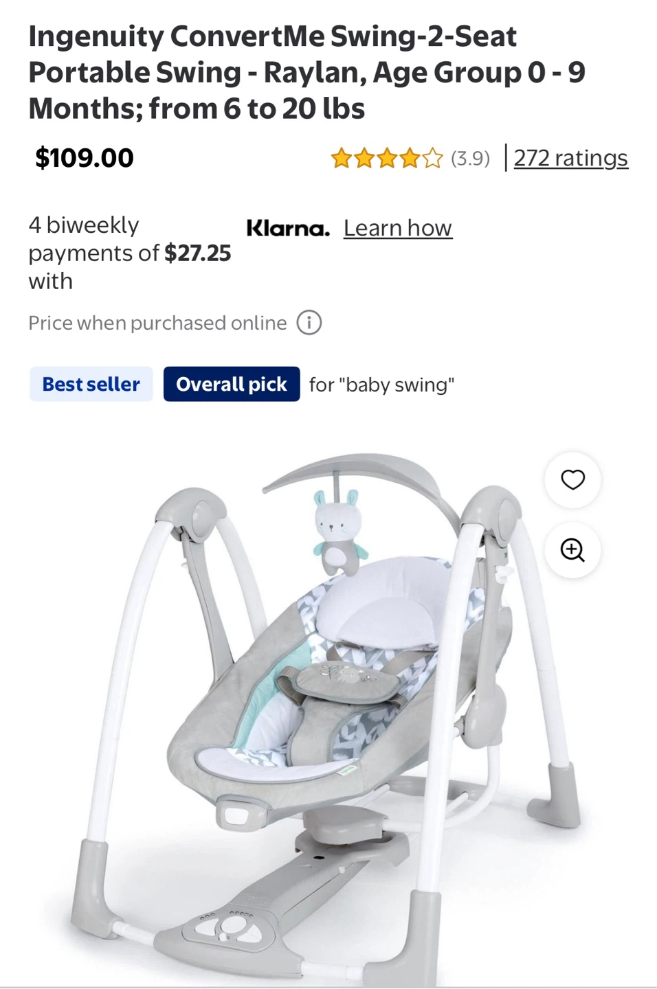 Ingenuity ConvertMe Swing-2-Seat Portable Swing - Raylan - photo 3