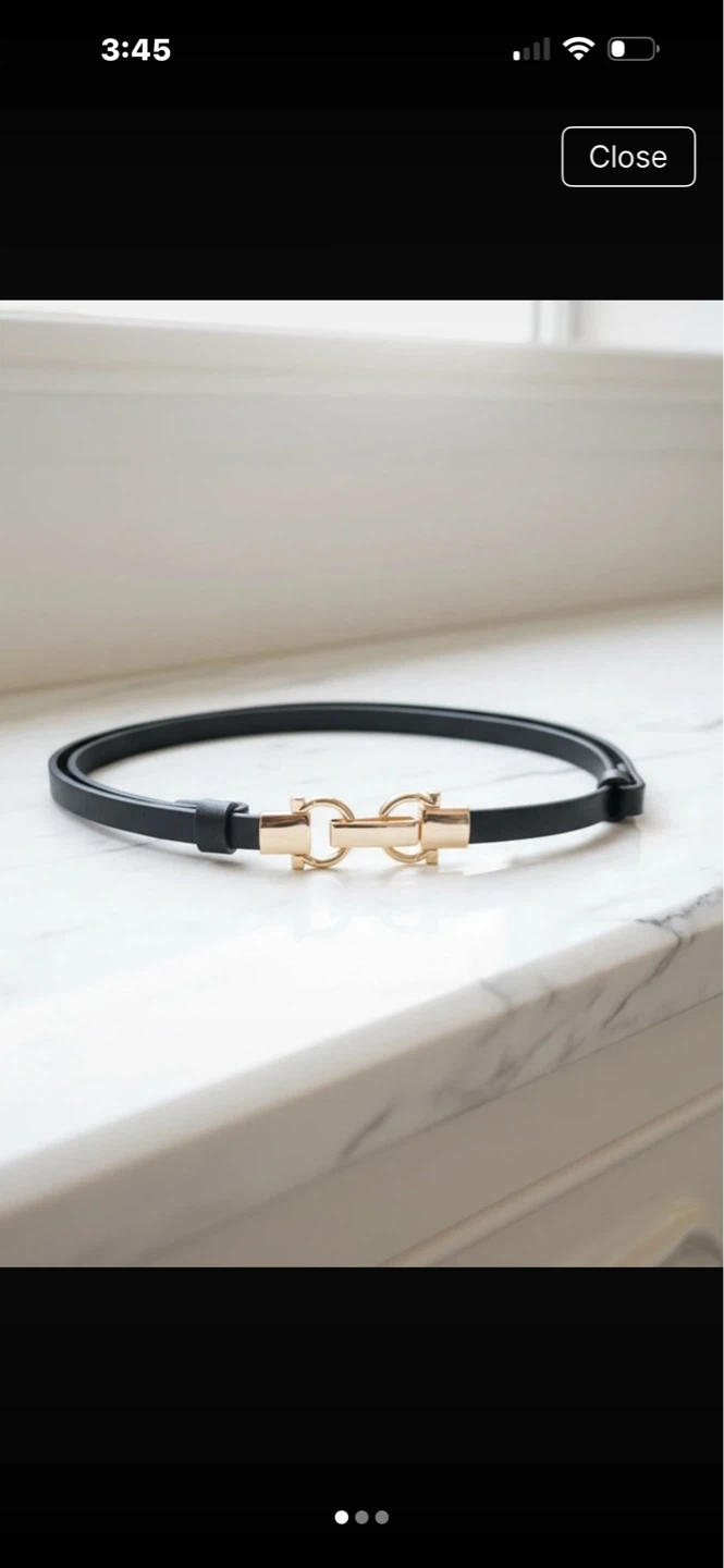 Black Skinny Belt with Gold Double G Buckle