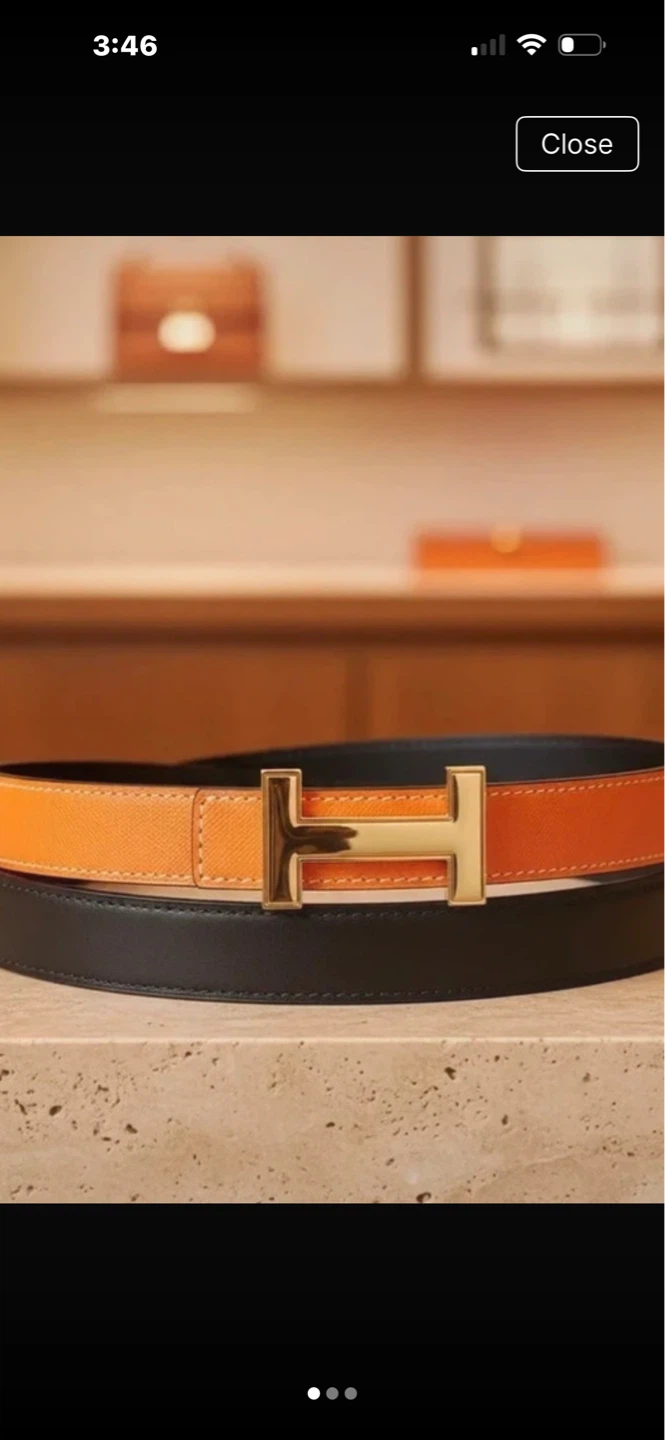 Reversible Belt Orange/Black Gold Buckle