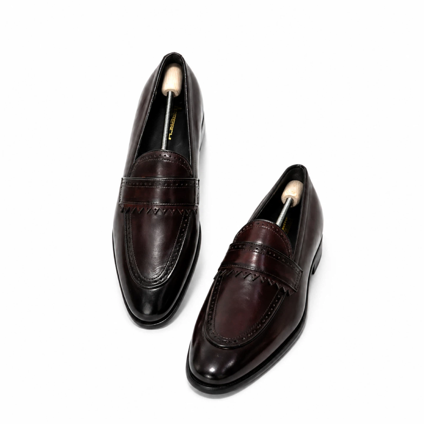 Alberto Fasciani Burgundy Leather Loafers Men's Dress Shoes - photo 4