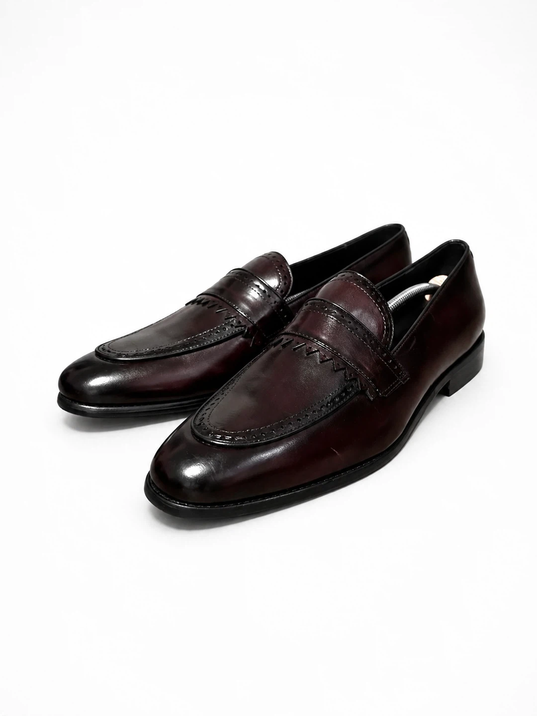 Alberto Fasciani Burgundy Leather Loafers Men's Dress Shoes - photo 3
