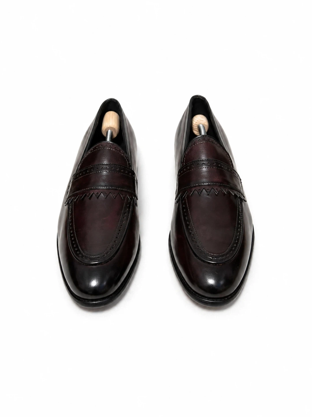 Alberto Fasciani Burgundy Leather Loafers Men's Dress Shoes