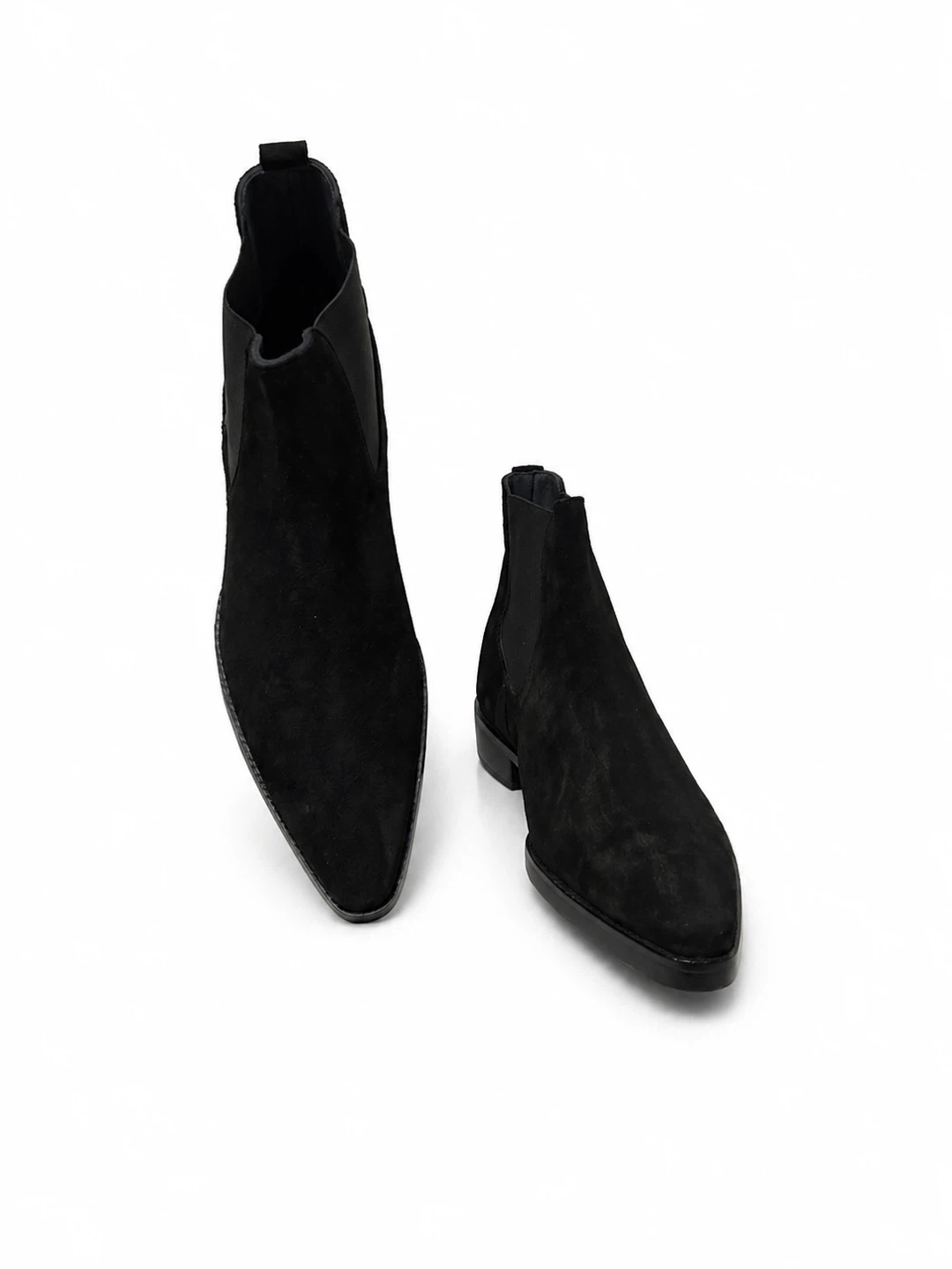 Black Suede Pointed Toe Chelsea Boots - photo 5