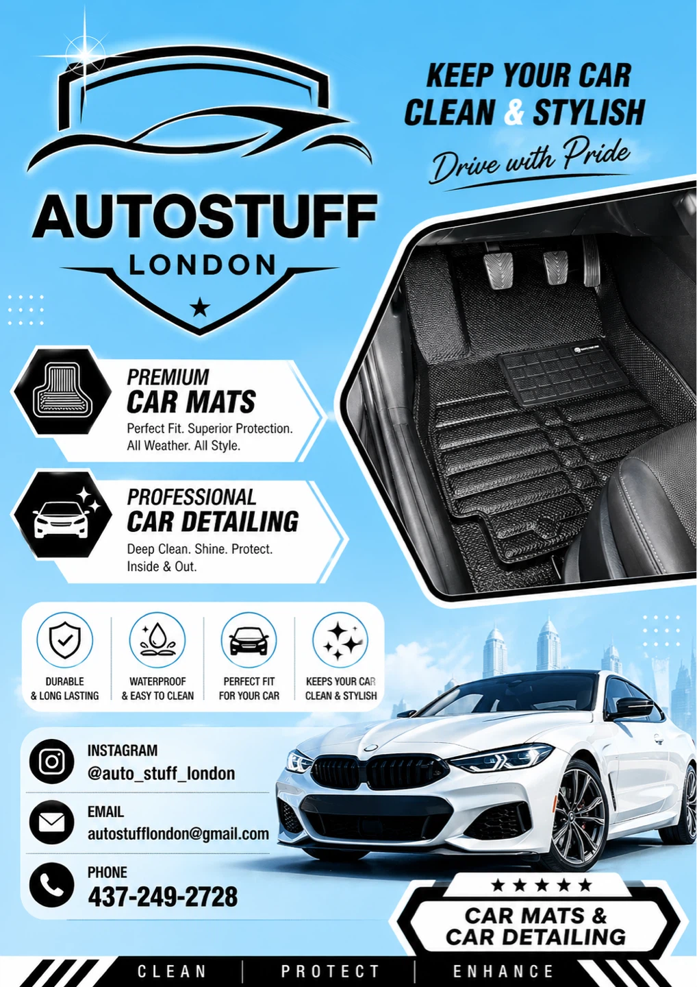 Autostuff London Premium Car Mats and car detailing