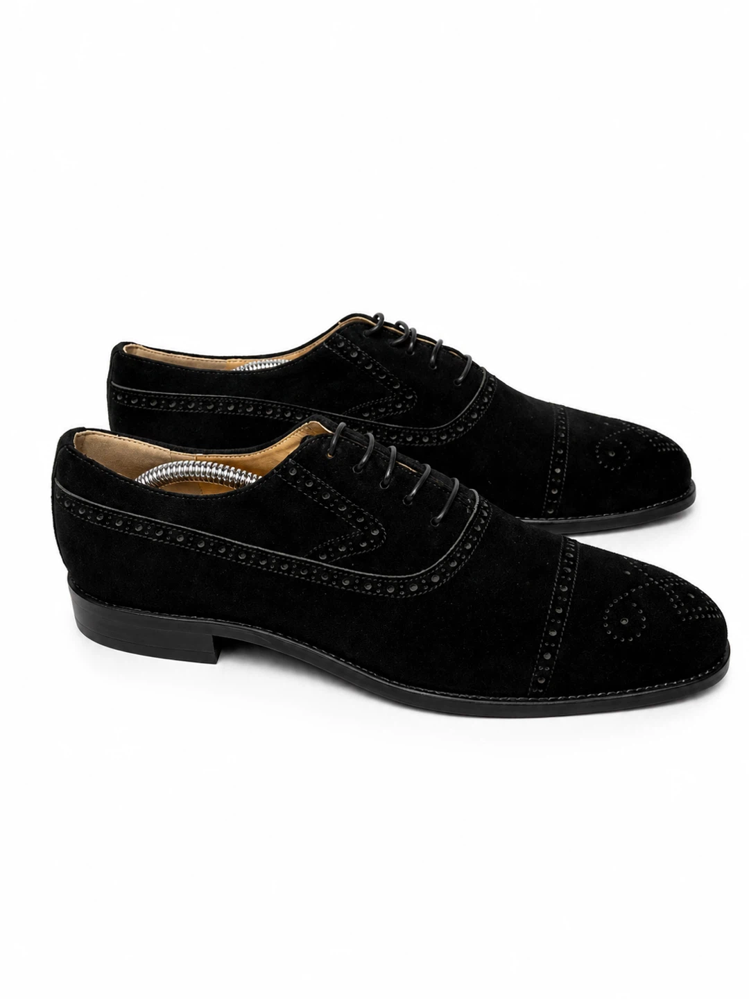 Berluti Black Suede Cap Toe Oxford Dress Shoes - photo 2