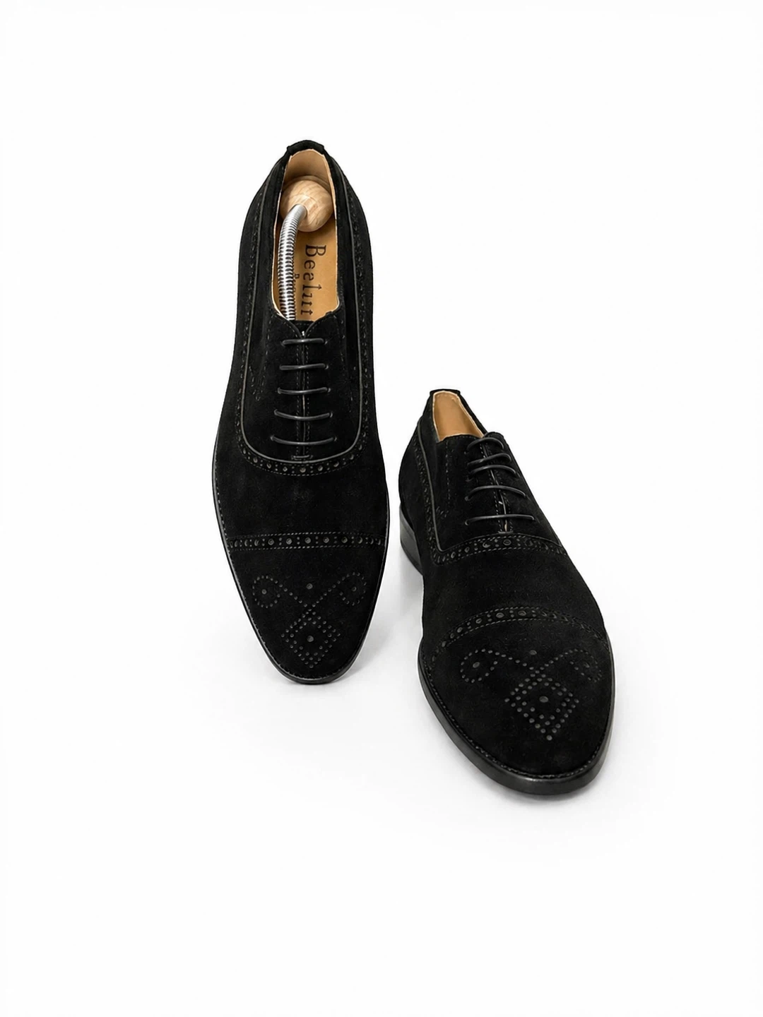 Berluti Black Suede Cap Toe Oxford Dress Shoes - photo 3