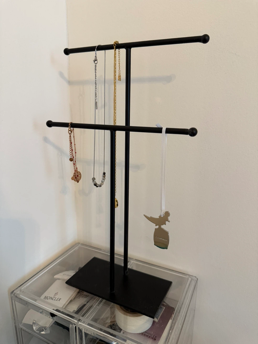 Black Metal 2-Tier Necklace Jewelry Stand