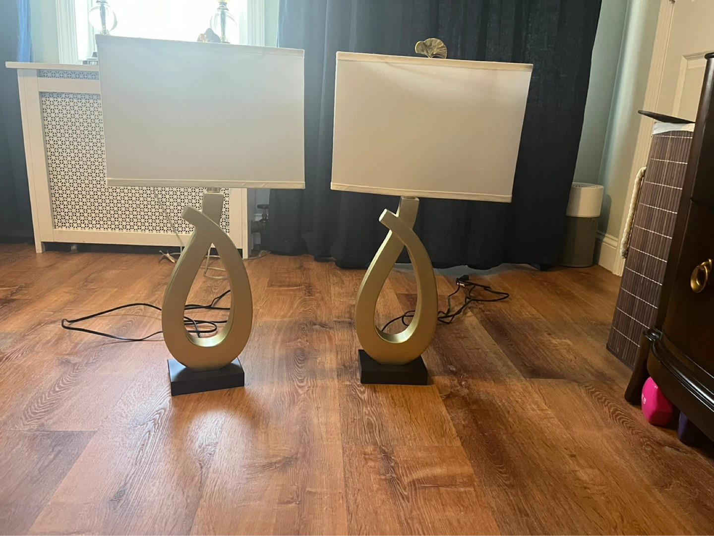Pair of Gold Loop Table Lamps with USB Ports - photo 3