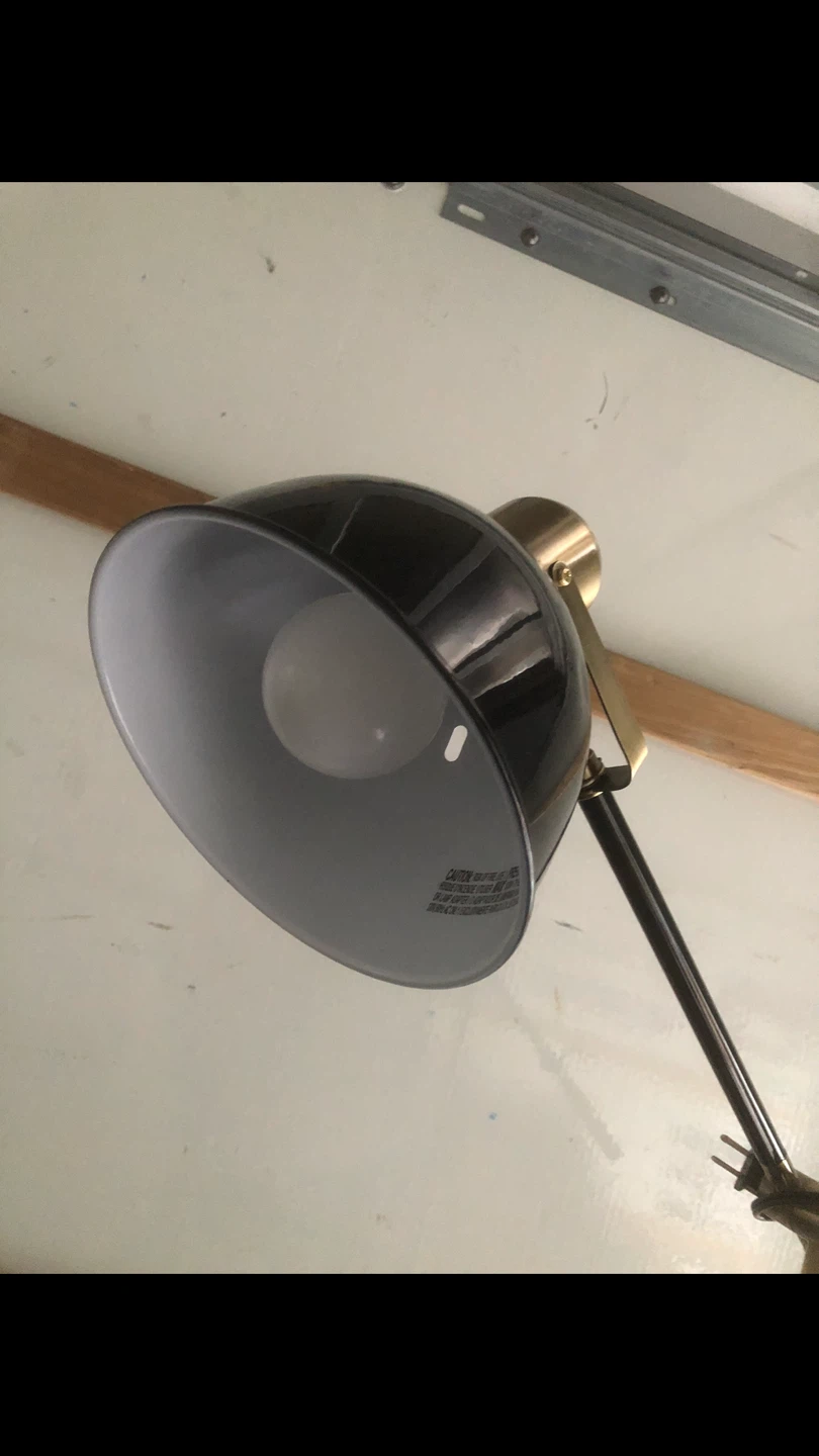 Black Adjustable Floor Lamp with Brass Accents - photo 2