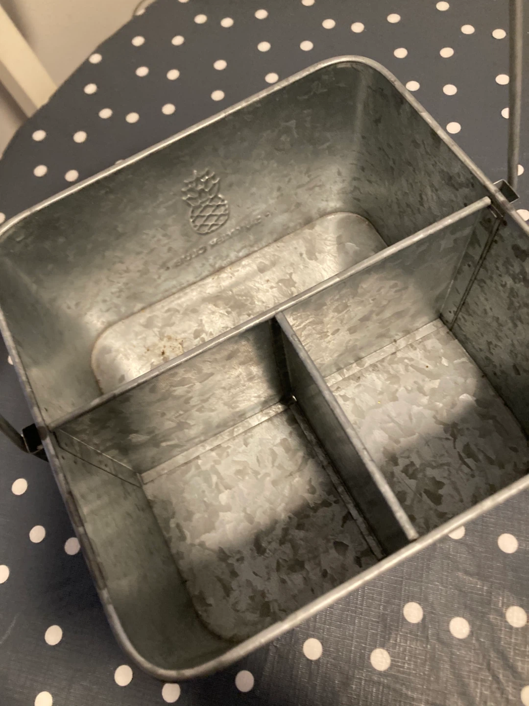 Galvanized Metal Caddy with Wooden Handle - photo 4