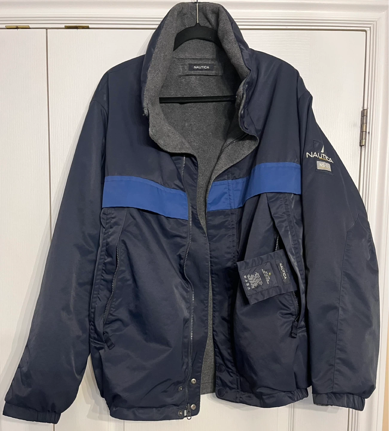 Nautica Men's Jacket Size XL Reversible Navy and Grey