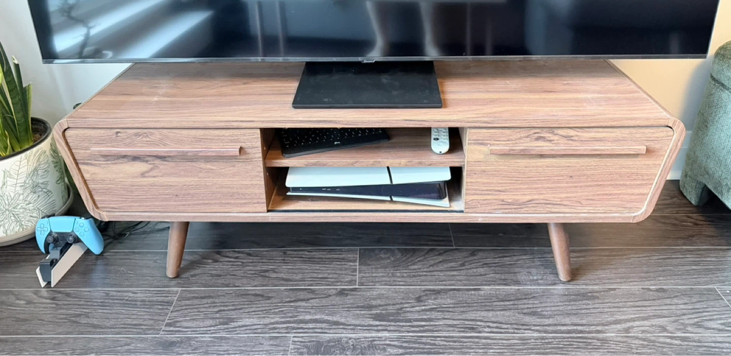 Modern Walnut TV Stand w/ Storage - photo 3