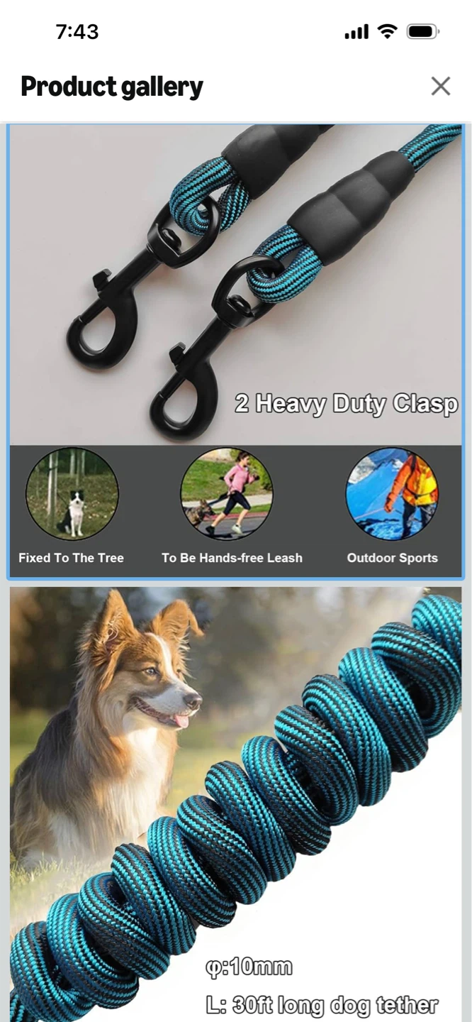 New-Blue Black Dog Leash - 8 Foot - photo 2