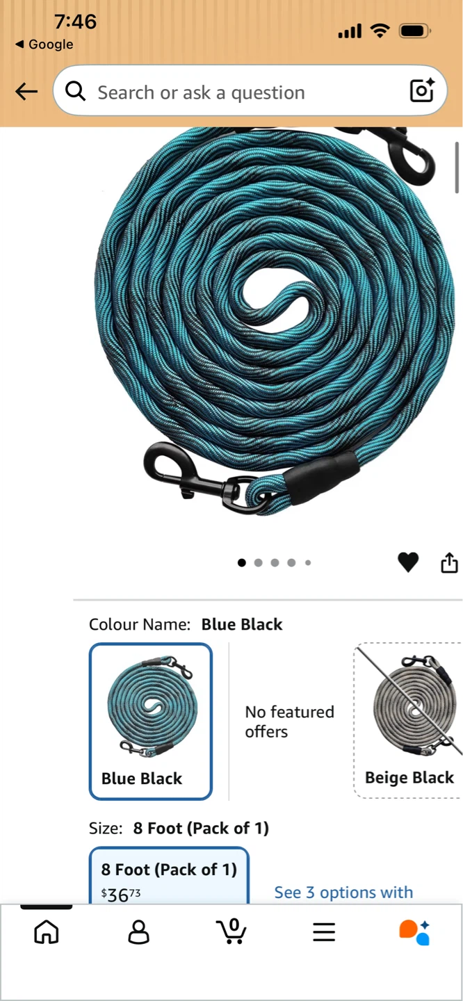 New-Blue Black Dog Leash - 8 Foot - photo 3