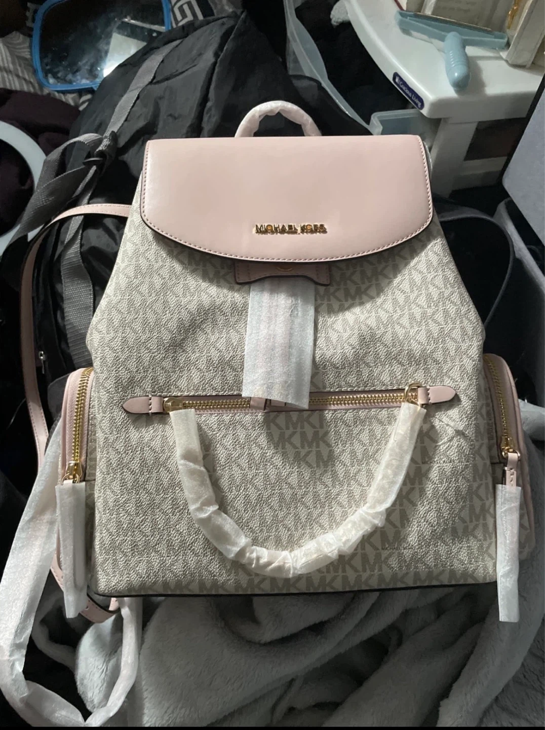 Michael Kors Backpack - MK Signature Print & Pink