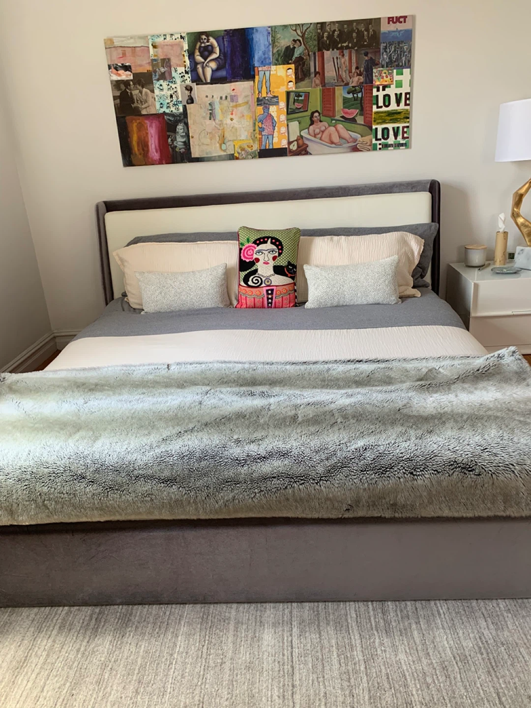 Upholstered Platform Bed Frame - Grey Velvet