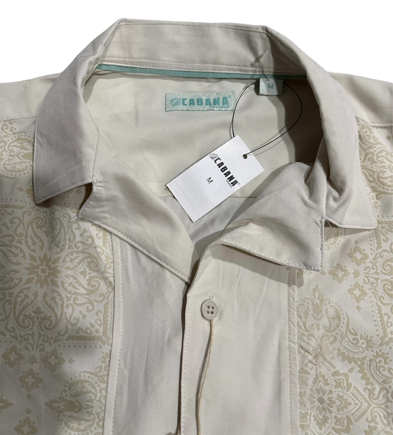 Cabana Men's Short Sleeve Shirt - Beige - Size M - photo 4