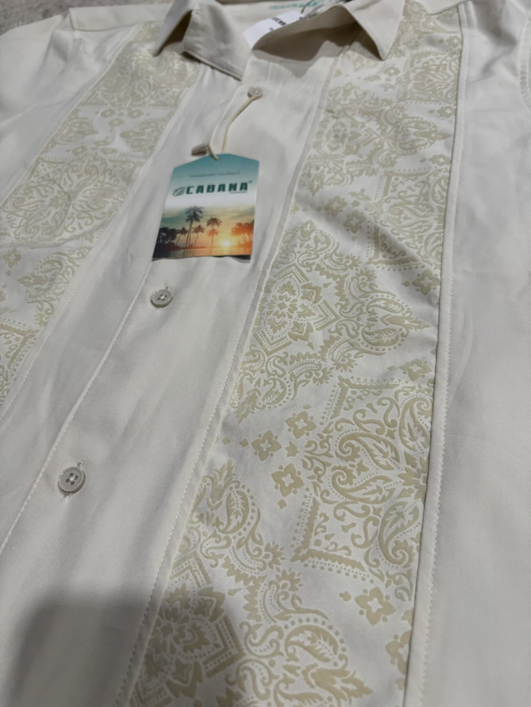 Cabana Men's Short Sleeve Shirt - Beige - Size M - photo 5