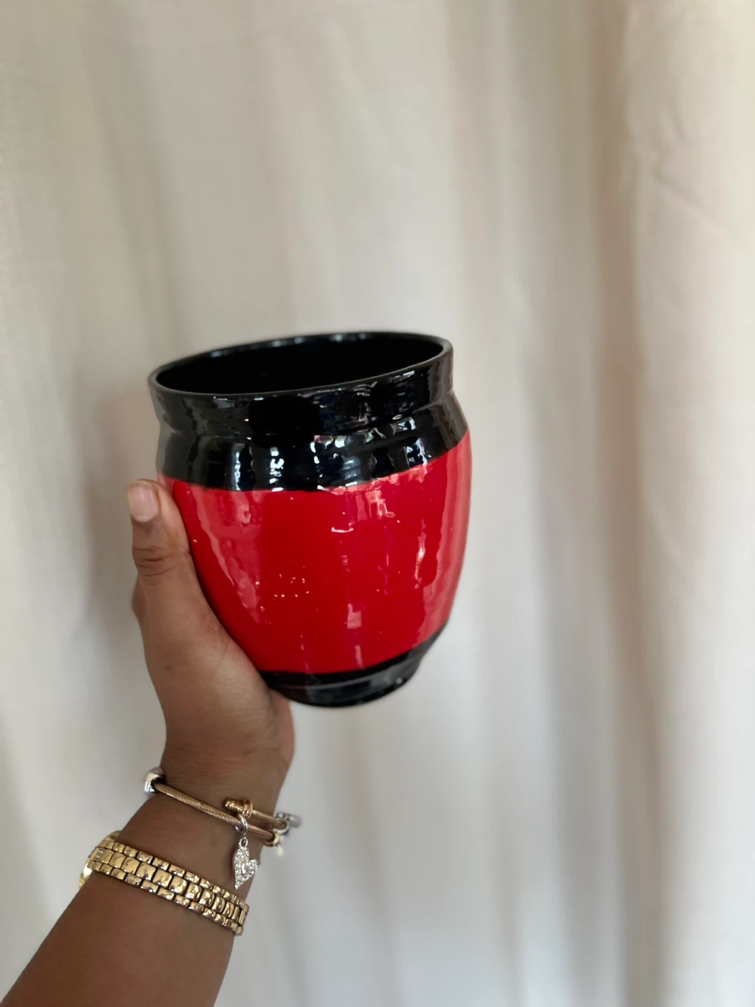 Red and Black Ceramic Planter Pot