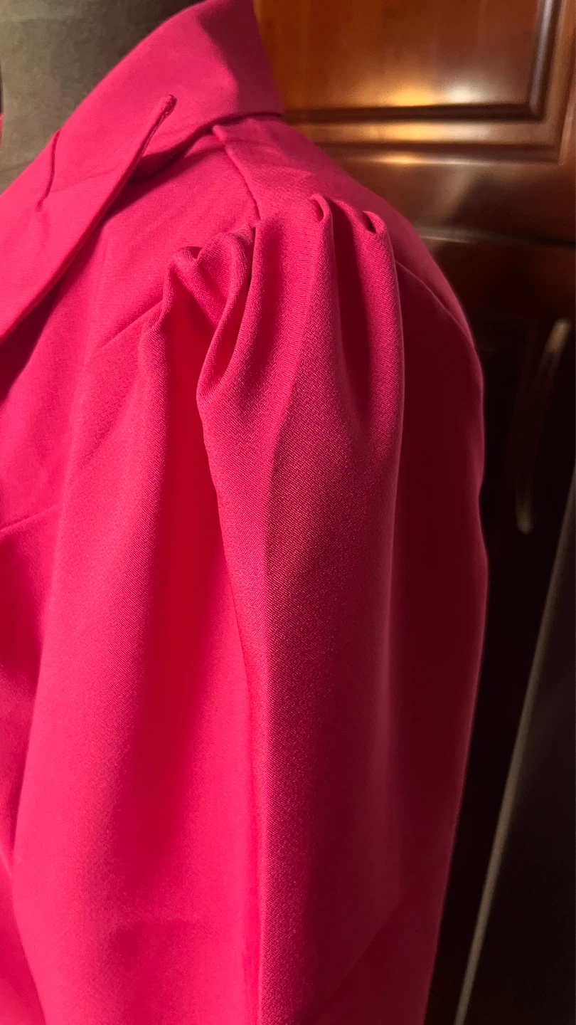 Hot Pink Blazer with Puffed Sleeves - photo 3