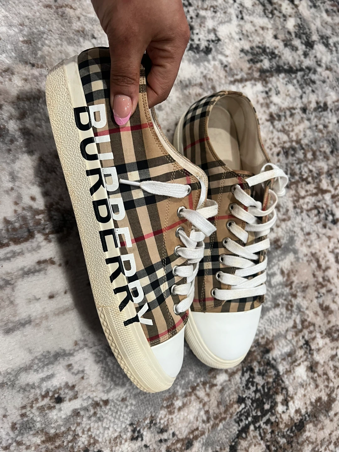 Burberry Check Canvas Sneakers - photo 2