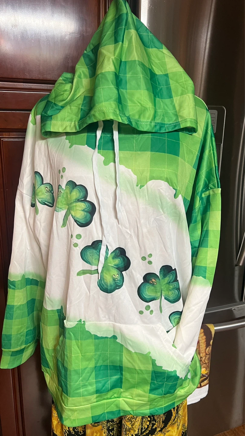 Green Plaid Shamrock Hoodie