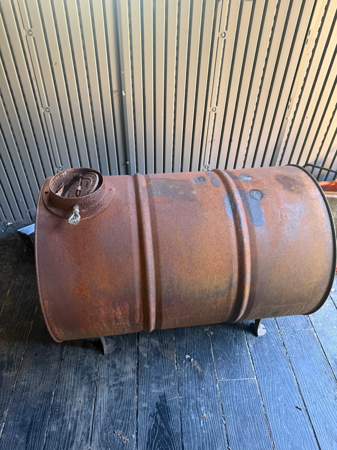 Rustic Barrel Wood Stove with Chimney Pipe - photo 2